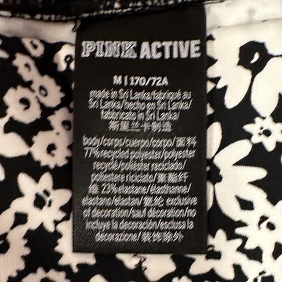 PINK Victoria's Secret Black Short Sleeve Tee with White Floral Design - Picture 10 of 12